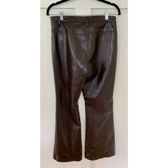 Wilfred Faux Leather Bootleg Pants in Dark Brown Size 10 Zip Fly Pockets Party - Picture 3 of 4